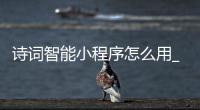 诗词智能小程序怎么用_(诗词查询小程序怎么不能用了)